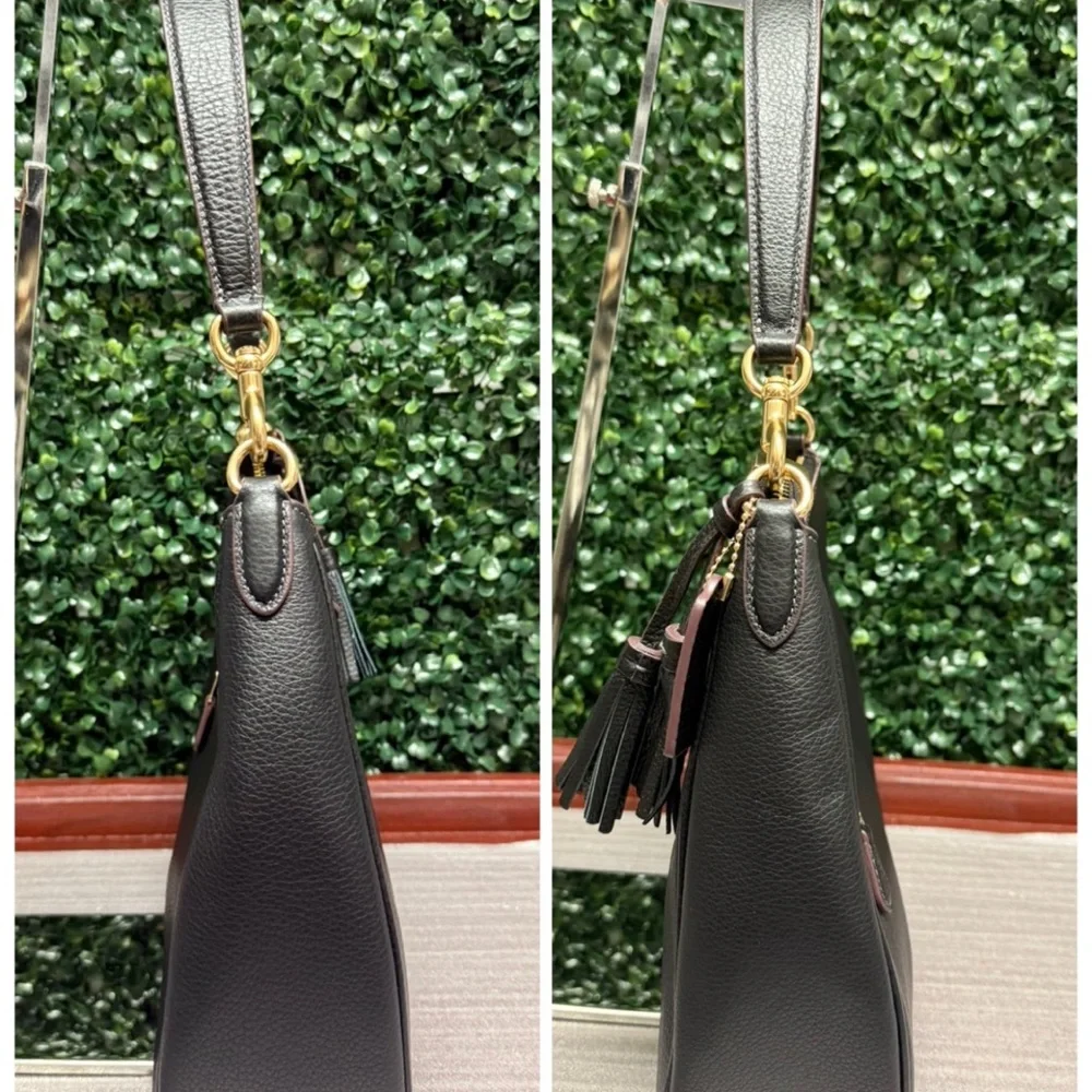 COACH Heritage Teri Hobo Black Pebbled Leather Shoulder Bag - Picture 8 of 11